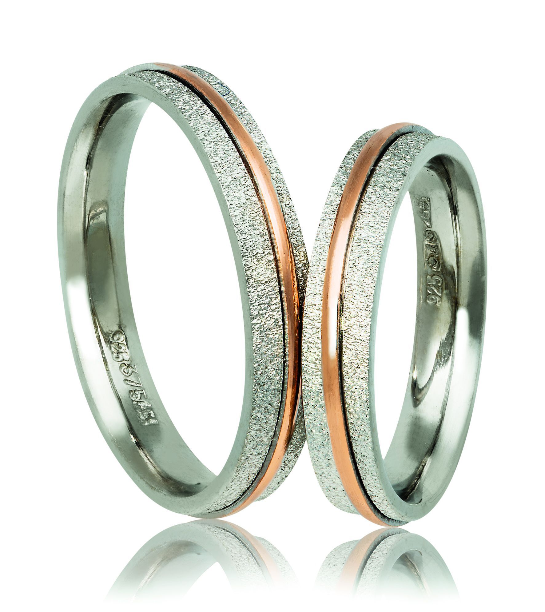 White gold & rose gold wedding rings 4mm (code A242r)